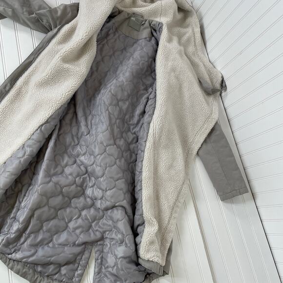 ASOS DESIGN Women’s Gray Borg Liner Waterfall Hooded Parka Size 2 - Outdoor - Picture 10 of 11